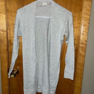 Gray Long Sleeve Thin Cardigan With Tapered Back